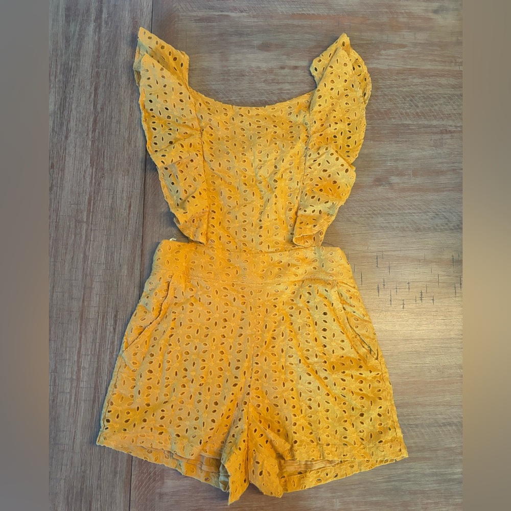 Mustard yellow lace romper size small